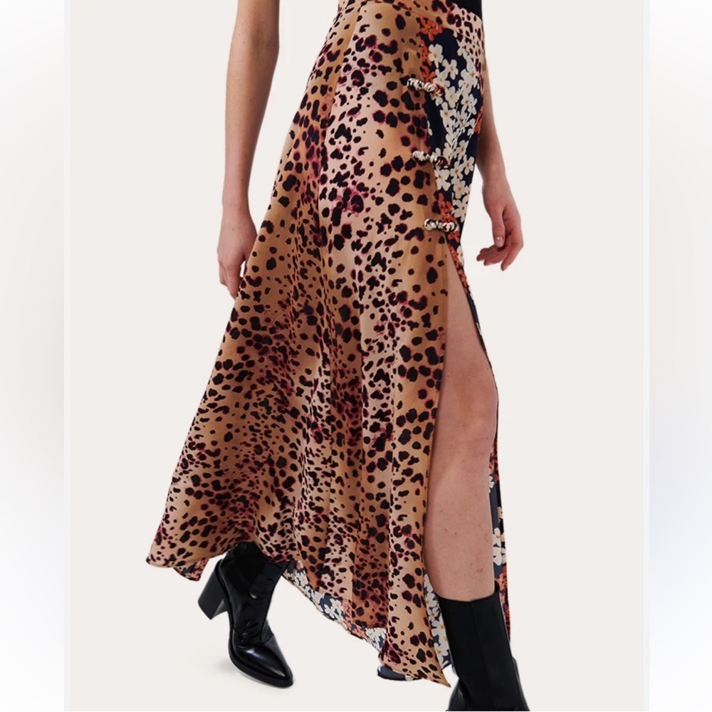 Hayley Menzies embellished printed silk maxi skirt